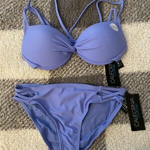 California Waves Purple Bikini Set with Push-Up Top